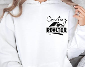 Personalized Realtor Pullover Hoodie. Custom Realtor Marketing Apparel, Realtor Clothing, Realtor Closing Gift, Real Estate Marketing