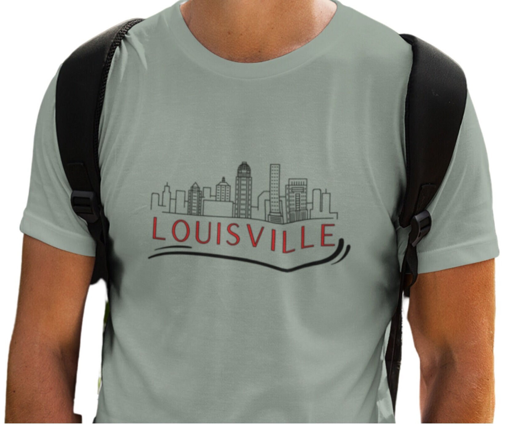 Louisville KY American Flag Skyline Distressed' Unisex Crewneck Sweatshirt