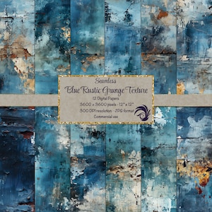 Blue Rustic Grunge Digital Textures - seamless printable paper instant download may be used for commercial purposes