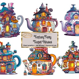 Fee Teekanne Haus Clipart: Fantasy PNG Grafik (kommerzielle Nutzung)