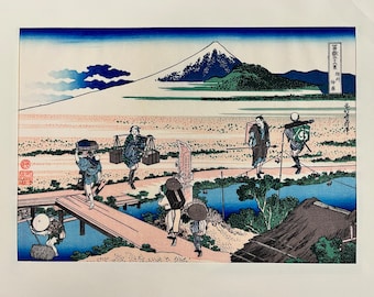 Large Size, Japanese Ukiyo-e Woodblock Print, Hokusai, 