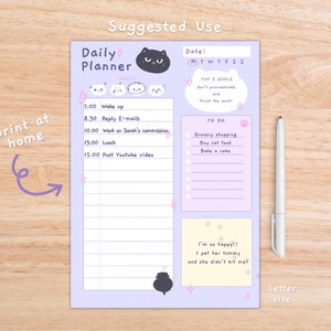 Kawaii Daily Planner: Pastel Printable Stationery (digital Download) - Etsy