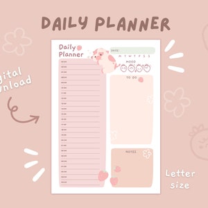 Cute Hourly Daily Planner | Printable Stationery | Instant Download ...