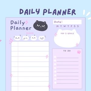 Kawaii Daily Planner: Pastel Printable Stationery (Digital Download)