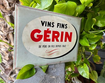Beautiful antique French cardboard sign advertising wine Gérin bar restaurant decor