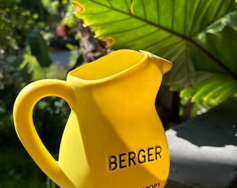 1950s  BERGER sirops yellow plastic ice pitcher made in France French water jug