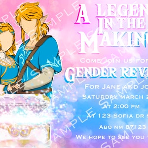 The legend of Zelda INSPIRED Gender Reveal Digital Invitation