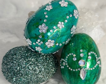 Sofreh Aghd Haftseen Mixed Green Decorative  seven Eggs with Embellishment