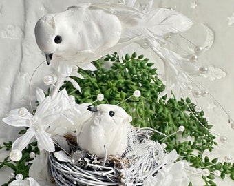 Matrimonio nido d'amore, topper rustico per torta nuziale, coppia di uccelli nido matrimonio sofreh Aghd