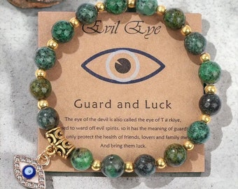 Handmade Evil Eye Stone Bracelet – Adjustable String, Good Luck Charm