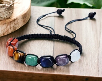 7 Chakra Stone Yoga Bracelet Natural Gemstone Braided Rope Bracelets
