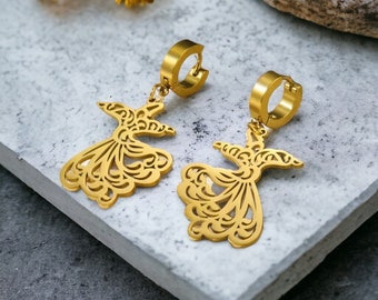 Whirling Dervish Earrings, Sema Sufi Stainless Steel Jewelry