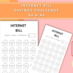 Internet Bill Savings Challenge - A6 + A4 Printable PDF Downloadable - Minimal Design - Budget, Sinking Funds, Savings