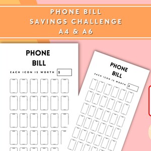 Phone Bill Savings Challenge - A6 + A4 Printable PDF Downloadable - Minimal Design - Budget, Sinking Funds, Savings
