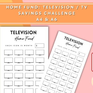Television / TV Savings Challenge - A6 + A4 Printable PDF Downloadable - Minimal Design - Budget, Sinking Funds, Savings