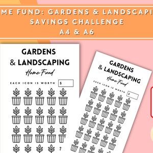 Gardens and Landscaping Savings Challenge - A6 + A4 Printable PDF Downloadable - Minimal Design - Budget, Sinking Funds, Savings