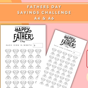 Fathers Day Savings Challenge - A6 + A4 Printable PDF Downloadable - Minimal Design - Budget, Sinking Funds, Savings