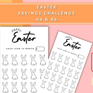 Easter Savings Challenge - A6 + A4 Printable PDF Downloadable - Minimal Design - Budget, Sinking Funds, Savings
