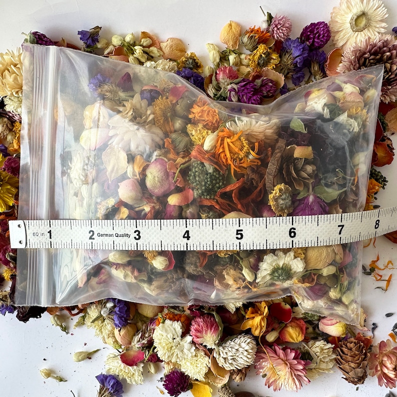 Vente en gros de fleurs séchées en vrac pour confettis de mariage. 40 variétés à mélanger. Convient pour les bougies et l'aromathérapie. Fabrication de savon, fabrication de bougies, image 6