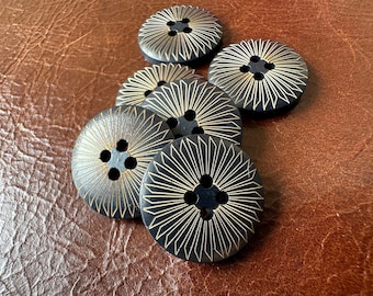 6-48 pcs Whole Sale Carved Radial fringe Wood Buttons, Bulk Wooden Buttons. Multiple sizes. Classic Buttons. Vintage Buttons, Sewing