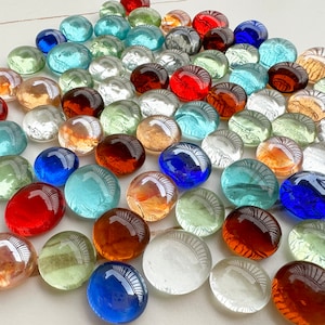 40-45 small Glass Gems, 1.7cm-2.2cm(0.66-0.86 inch)11 Color choose. Mini Flat Marbles, Flatback Marbles,Vase Gems, Vase Fillers