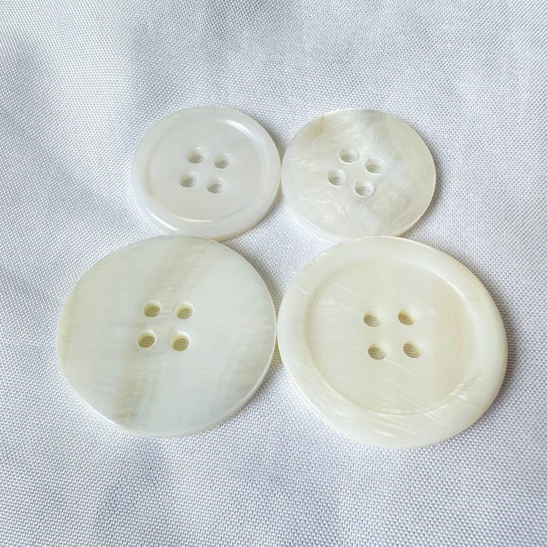 White Shell Button Wholesale Sale Real Mother of Pearl Natural Shell Buttons. 4 Hole. Bulk ...