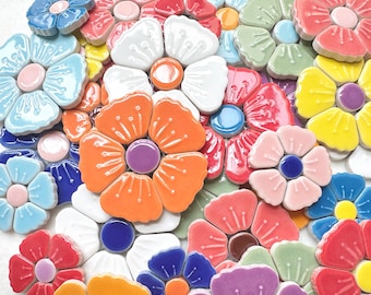 6 pcs ceramic flower-shaped Tile.20 color for choose.Mosaic Art.Glazed Ceramic Shaped Mosaic Tiles.Ottoman Tiles,Turkish Tiles