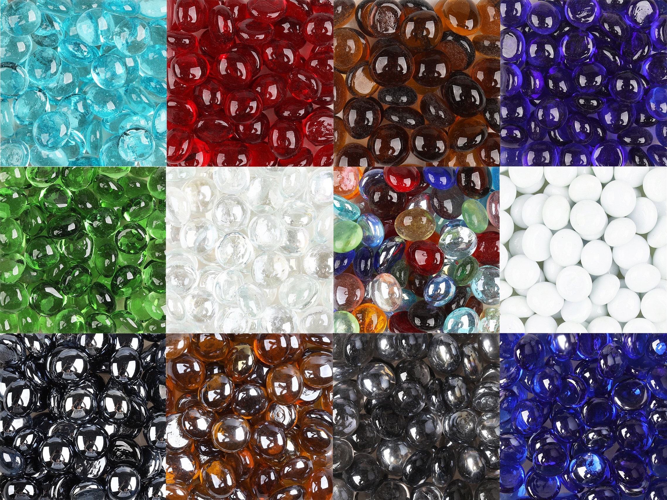 100 Mixed Colors Glass Gems Stones, Mosaic Pebbles, Centerpiece Flat Marbles,  Vase Fillers, Cabochons 
