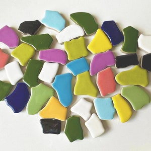 35 Pcs Big Size Irregular Ceramic Mosaic Tiles. 20-40mm.36color. Mosaic Supply. Glass Pieces for Mosaics,Glazed Ceramic Shaped Mosaic Tiles.