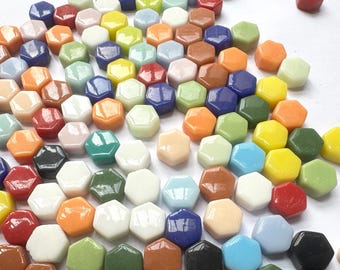 160 pcs Hexagon Jade Glass Tiles,  21 color for choose.Mosaic Art.Glazed Ceramic Shaped Mosaic Tiles.Ottoman Tiles,Turkish Tiles