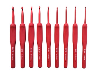 100 pezzi Red Silicone Grip Handle Crochet Hooks Set.5mm.Crochet hook set. Regalo per Crocheter.Yarn Uncinetto.