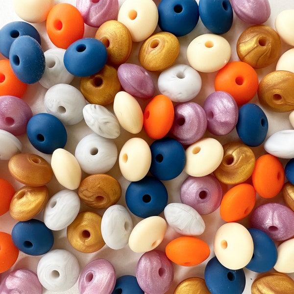 50 pcs Wholesale Bulk silicone lentils 12mm. Silicone lentil Spacers, DIY Pens, DIY Lanyards,DIY Lanyards.Pre Mixed colors.loose beads.