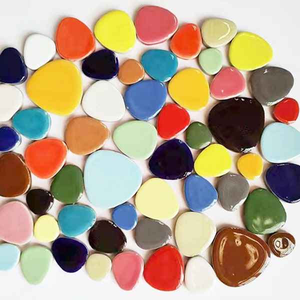 Carreaux de mosaïque en céramique de galets de 250 g. 16 couleurs pour choisir.Glaze Mosaic.Glass Pieces for Mosaics,Glazed Ceramic Mosaic Tiles.Porcelain Mosaic