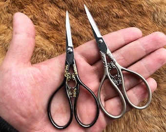 Retro Ripple Handle Decorative Embroidery Scissors. 2 colors. Vintage Scissors, Sewing Scissors.Thread Scissors.