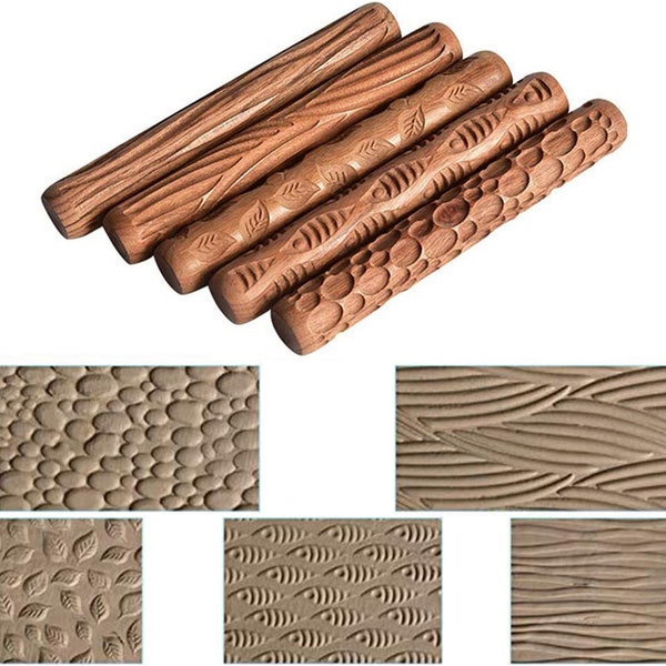 5 Style Wooden Mini Texture Roller. For High-Quality Texture for Polymer Clay.Polymer Clay Roller,Texture Roller.