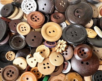 70-150 pcs Whole Sale Solid Color Mix Buttons, Bulk Wooden Buttons. Vintage Buttons, Sewing, Notions, Classic Buttons.