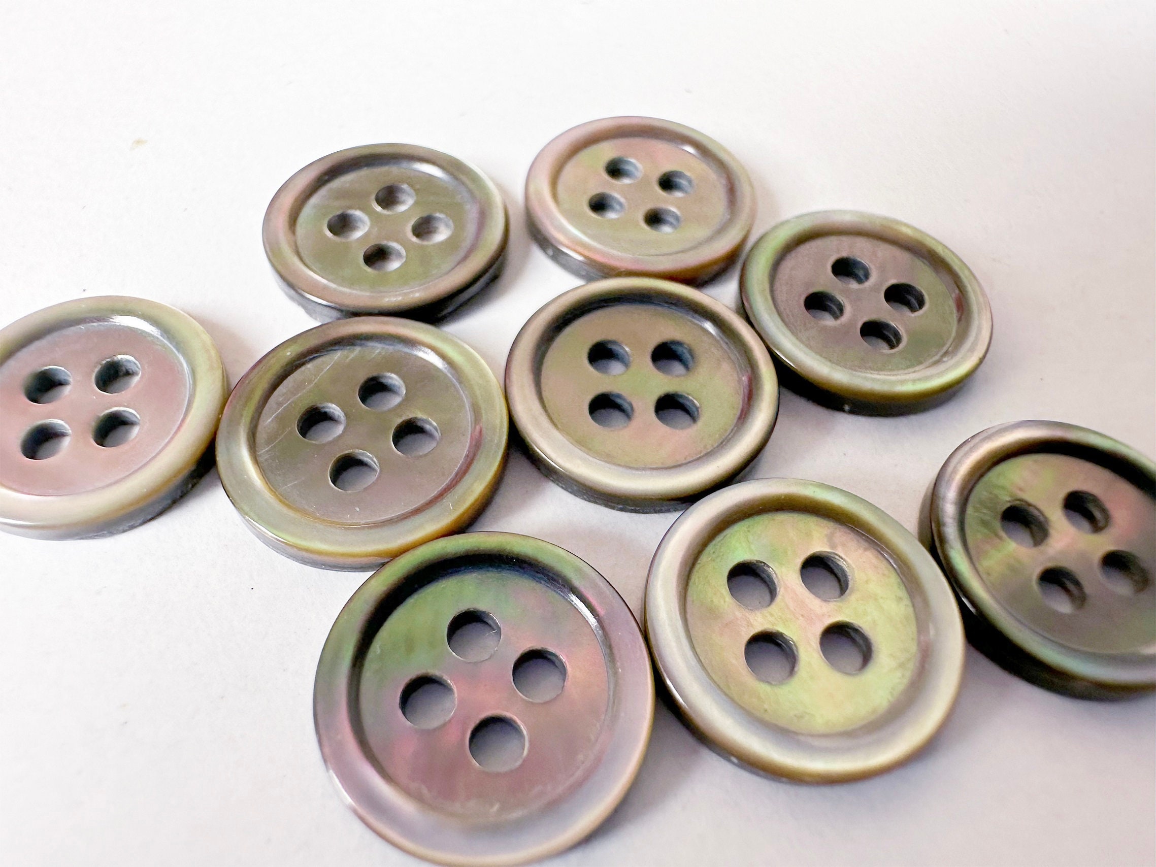 50 Clear Four Holes Buttons, Transparent, Invisible Buttons, 10mm, 12mm,  15mm, 20mm, 25mm, Small to Large Size, 1inch, Smooth Edge, Glossy 
