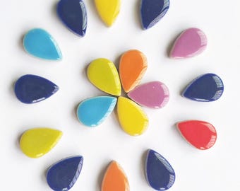 50 pcs Ceramic Teardrop Mosaic Tiles.9 color for choose.Mosaic Supply 10mm.Glass Pieces for Mosaics,Glazed Ceramic Shaped Mosaic Tiles.