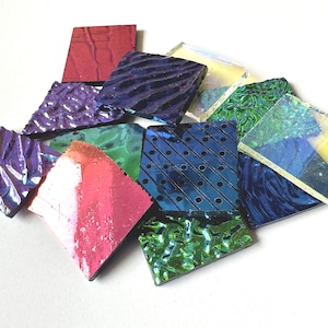 Wholse sale 1oz COE90 Mixed Fused Glass Dichroic squares and rectangle.Fusible Glass,Fused Glass,Glass Fusing,Waterjet Glass