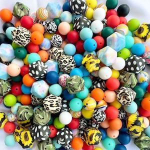 Bulk 50 pcs 15mm silicone bead Mix- wholesale specialty silicone beads.loose beads.DIY Pens, DIY Lanyards,DIY Lanyards.Pre Mixed colors.