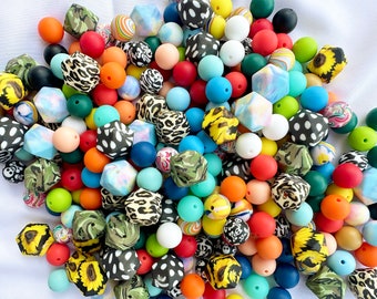 Bulk 50 pcs 15mm silicone bead Mix- wholesale specialty silicone beads.loose beads.DIY Pens, DIY Lanyards,DIY Lanyards.Pre Mixed colors.