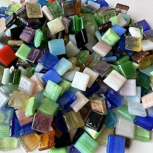 130 Pcs Crystal Square Mosaic Tiles. 1cm. 40 color for choose.Mosaic Supply. Glass Pieces for Mosaics,Glazed Ceramic Shaped Mosaic Tiles.