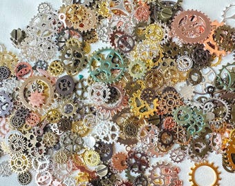 20-100 pcs Mix Steampunk Gears Cogs.Jewelry accessories, crafts, and watch parts in various colors and sizes