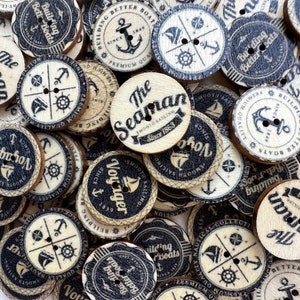 50-100 pcs Whole Sale Mix Sailing Buttons, Bulk Wooden Buttons. 0.75, 1 inch sizes. Sewing Supplies.Painted Buttons.Pirate Buttons.