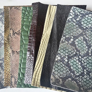 5- 10 pcs Embossed leather Scraps.  8&quot;x12&quot; or larger.Top Layer Leather Premium Full Cowhide Leather Scraps. Leather Crafting