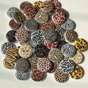 50-100 Pcs Animal Pattern Mix Buttons.3 Size Available. Bulk Wooden ...