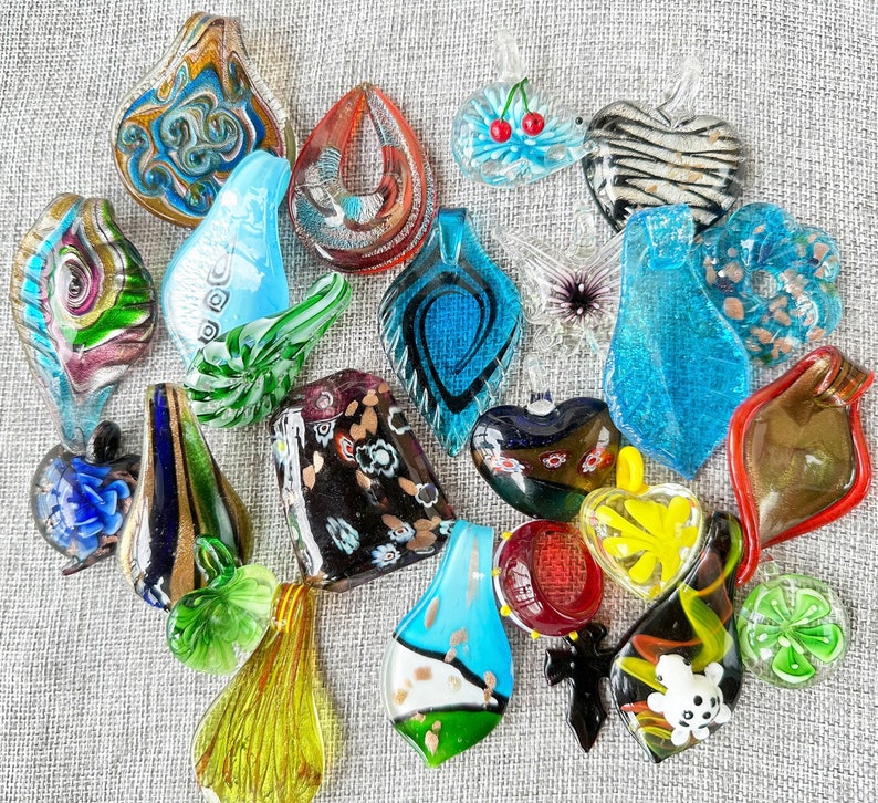15 30 pcs Assorted Glass Pendant Mix. Glass Crystal Beads Mixed Random picked lot Mixed Size.Glass Pendant Mix.Crystal Pendant Mix image 5