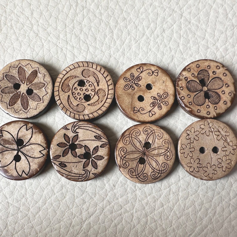 50-100 pcs Whole Sale Mix Coconut Buttons, Bulk Wooden Buttons. Multiple sizes. Classic Buttons. Sewing,Notions.Vintage Buttons. image 4