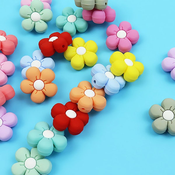 3-10 pcs Silicone flower Bead.11 color .Daisy Beads, Colorful Beads, Silicone Beads, Silicone Focal Beads, Loose Beads, Flower Shape.