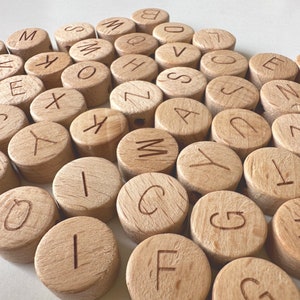 A-Z Wood Alphabet Cookie Beads. Bulk Wood Beads Wholesale.DIY Jewelry.Beech Wood Letter Beads.Beading.Letter wood beads.Alphabet wood beads. image 5